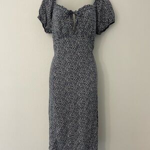 Floral Print Blue Dress